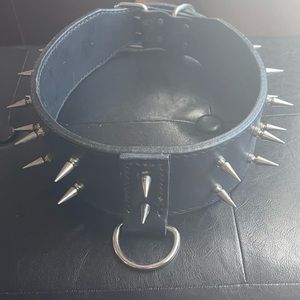 Custom made large dual row spiked dog collar